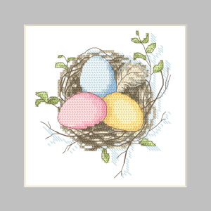 ZU 10814 Cross stitch kit - Easter card - Eggs in the nest