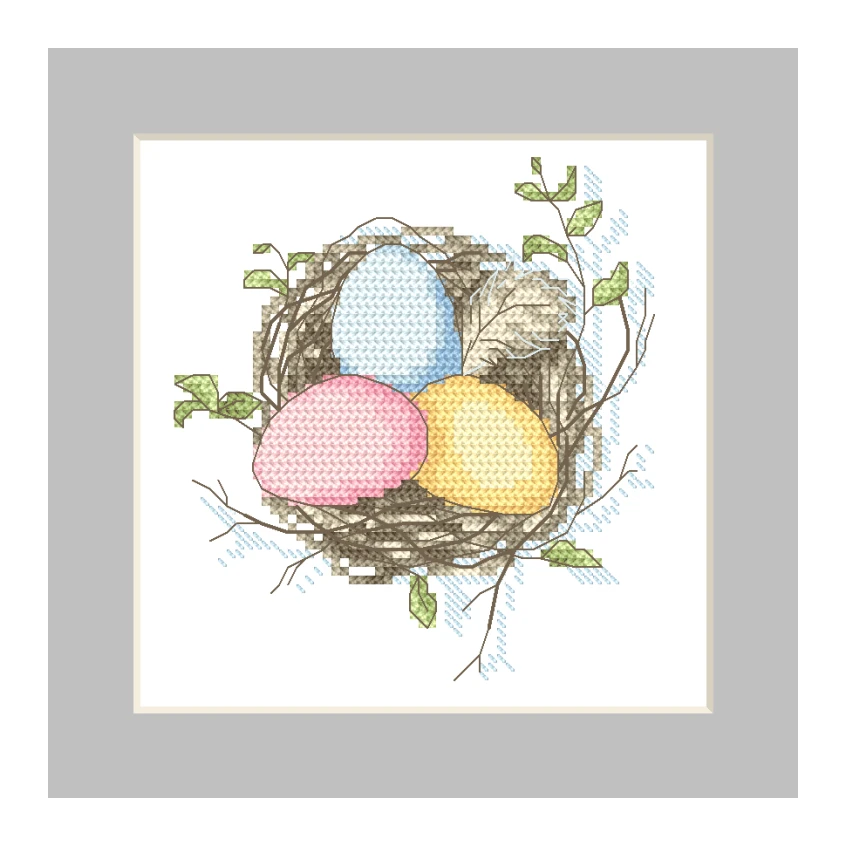 Kreuzstichvorlage für Smartphone - Osterkarte - Eier im Nest