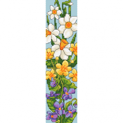 ZU 10736 Stickpackung - Lesezeichen mit Frühlingsblumen