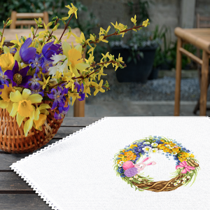 ZU 10523 Cross stitch kit - Tablecloth with an Easter wreath