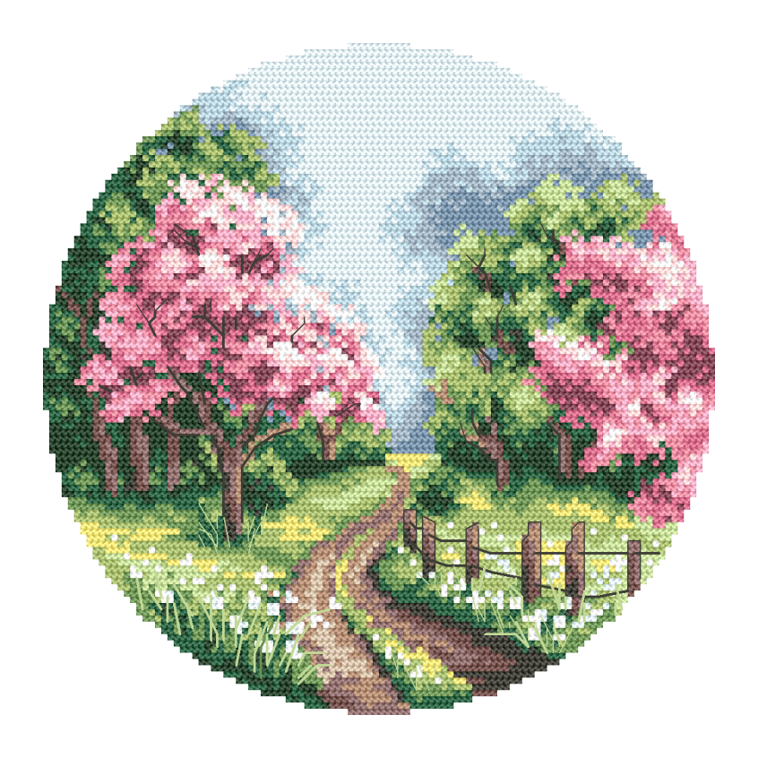 Cross stitch pattern for a phone - Spring landscape
