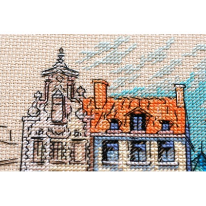 AH-137 Cross stitch kit - Colorful town I