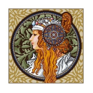 GC 6902 Kreuzstichmuster auf Papier - Byzantinische Köpfe - Blond - A. Mucha