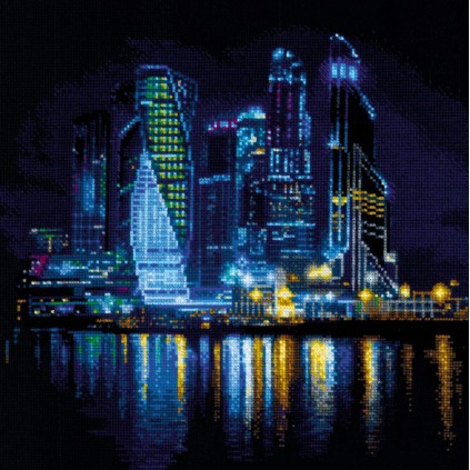 RIO 2075 Cross stitch kit with yarn - Night city
