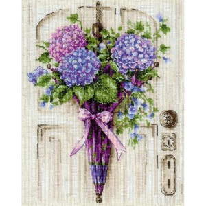 RIO 2087 Cross stitch kit with yarn - Umbrella wreath
