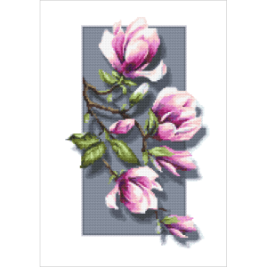 W 10418 Cross stitch pattern PDF - Magnolias 3D