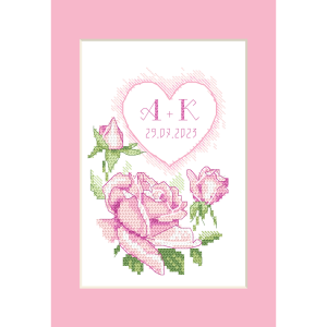 ZU 10841-01 Cross stitch kit - Wedding card with roses