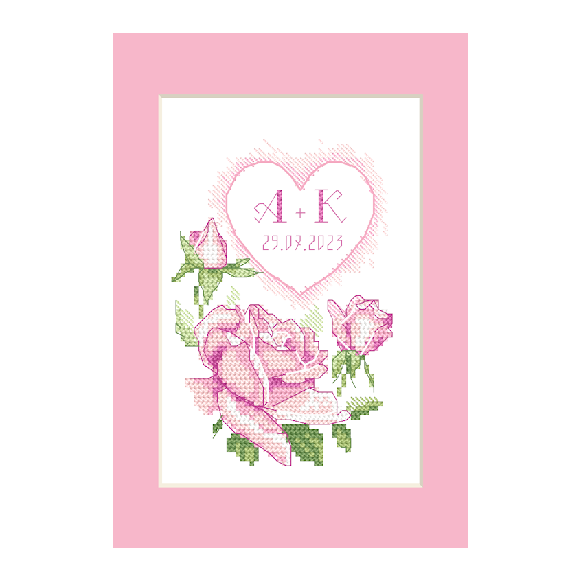 Cross stitch pattern for smartphone - Wedding card with roses