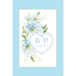 ZU 10841-02 Cross stitch kit - Wedding card with surfinia