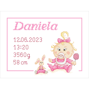 Z 10839 Cross stitch kit - Birth certificate for a girl