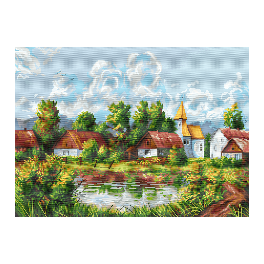Cross stitch pattern for a phone - Picturesque village