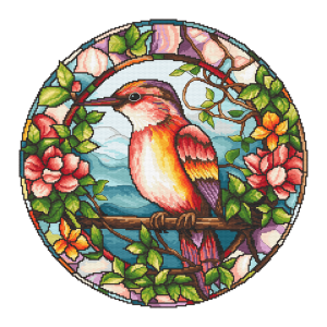 W 10772 Kreuzstichvorlage PDF - Buntglasvogel