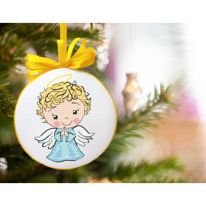 ZU 10848 Cross stitch kit - Christmas ball-disc with an angel III