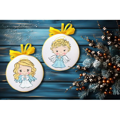 ZU 10848 Cross stitch kit - Christmas ball-disc with an angel III