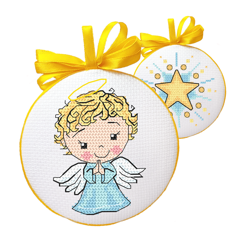 Cross stitch pattern for smartphone - Christmas ball-disc with an angel III