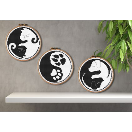 AN 10775 Aida mit Aufdruck - Yin-Yang-Hund