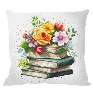 ZU 10781-01 Cross stitch kit - Cushion - Flower pile of books
