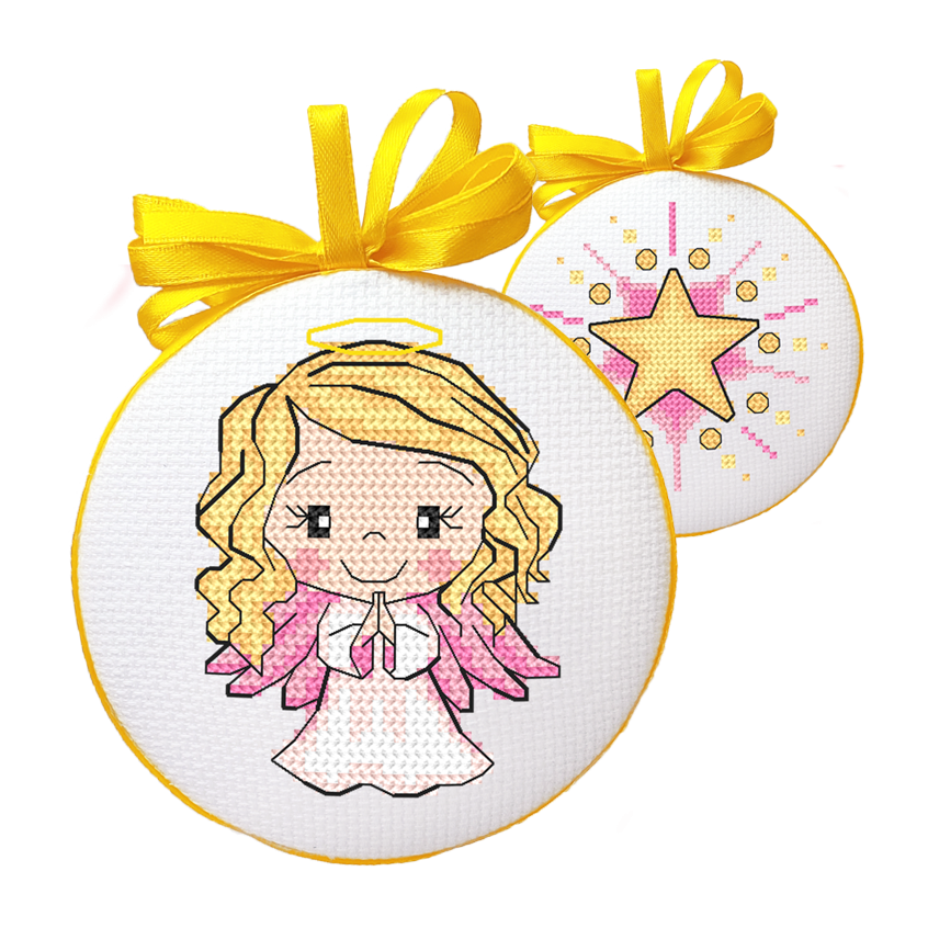 Cross stitch pattern for smartphone - Christmas ball-disc with an angel I