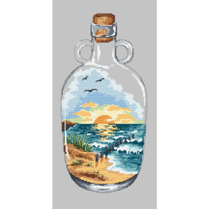 W 10224 Cross stitch pattern PDF - Bottle with sunset