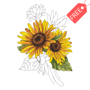 W 10322 Kostenlose Kreuzstichmuster PDF - Würdevolle Sonnenblume