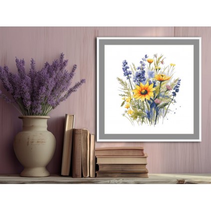ZN 10552 Stickpackung vorgedruckt - Blumen mit Lavendel