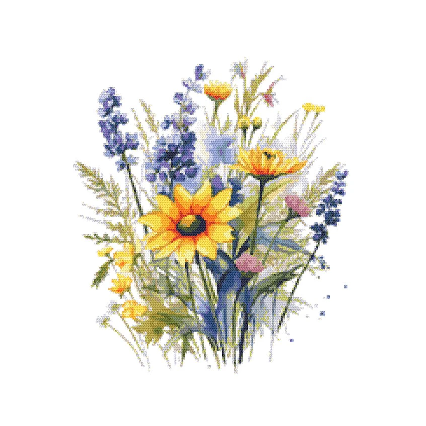 Kreuzstichvorlage für Smartphone - Blumen mit Lavendel