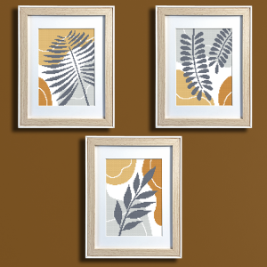 Z 11003 Cross stitch kit - Graphite leaves - triptych