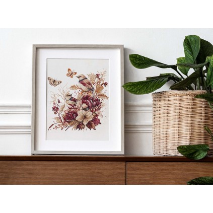 LS B2419 Cross stitch kit - The birds - autumn