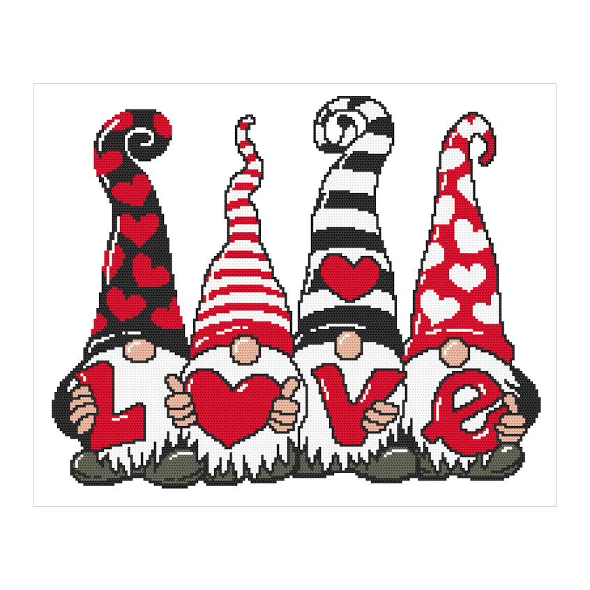 Cross stitch pattern for a phone - Gnomes in love