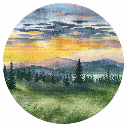 OV 1536 Cross stitch kit - Sunset in the mountains