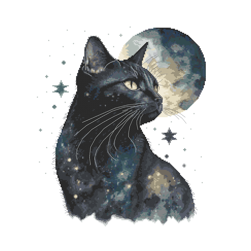 Cross stitch pattern for a phone - Moon cat