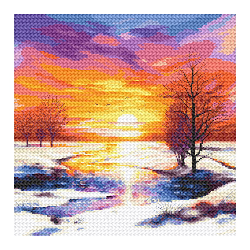 Cross stitch pattern for a phone - Romantic sunset