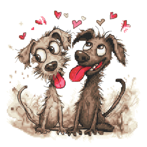 Z 10879 Cross stitch kit - Valentine's Day doggies
