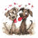 Cross stitch pattern for a phone - Valentine's Day doggies
