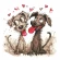 Kreuzstichmuster für Smartphone - Valentinstag Hunde