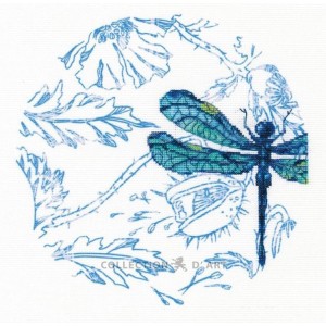 ZTM 70024 Cross stitch kit with printed background - Dance of dragonflies III