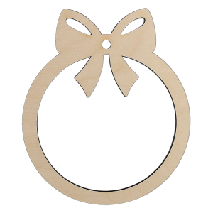 995-04 Wooden frame - Christmas ball with bow