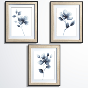Z 11018 Cross stitch kit - Delicate flowers - triptych