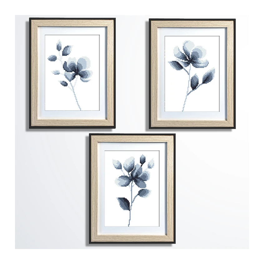 Kreuzstichmuster für Smartphone - Zarte Blumen - Triptychon