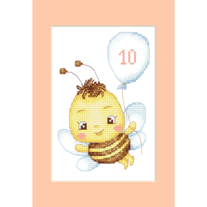 ZU 10881 Cross stitch kit - Card - Bee with a balloon