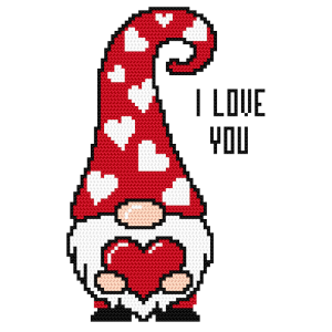 S 11015 Cross stitch pattern for a phone - Gnome with a heart