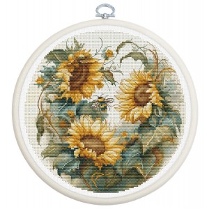 LS BC202 Cross stitch kit with embroidery hoop - Sunflower