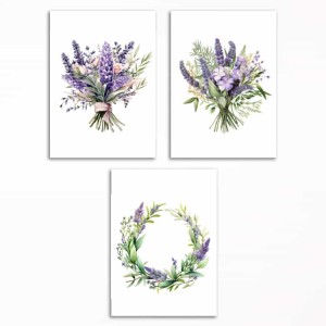 0066-PLA33 Plakatserie - Komposition mit Lavendel - 3 Stk. 29,7x42 cm