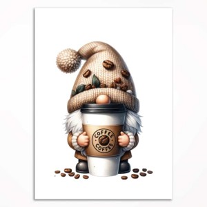0175PL Poster - Gnome with coffee III
