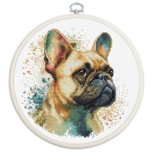 LS BC207 Cross stitch kit with embroidery hoop - The French Bulldog