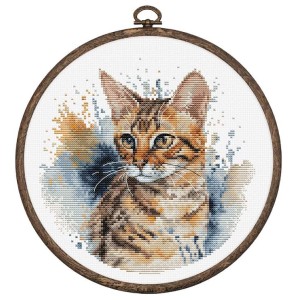 LS BC210 Cross stitch kit with embroidery hoop - Bengal cat