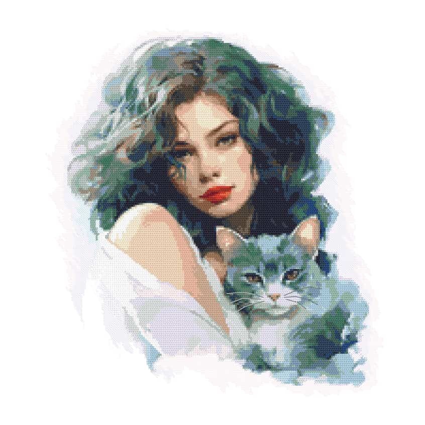 Cross stitch pattern for a phone - Sapphire girl