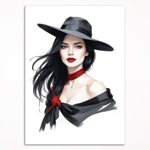 0308PL Plakat - Dame mit schwarzem Hut