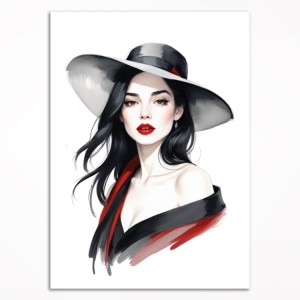 0310PL Plakat - Dame mit roten Lippen