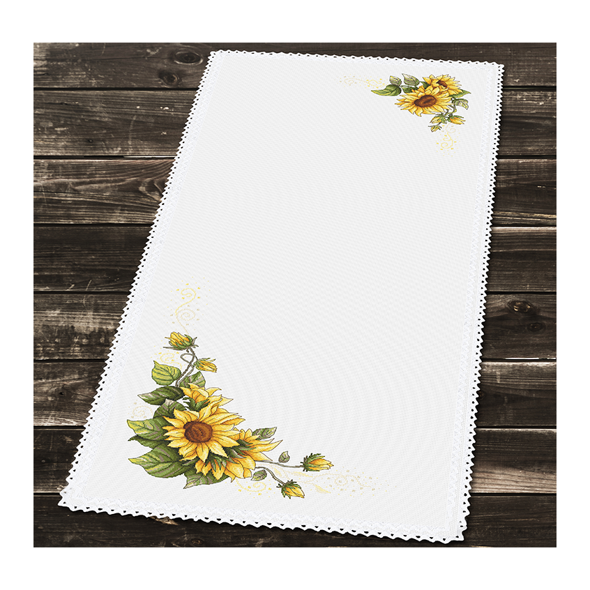 Cross stitch pattern for a phone - Vintage sunflower table runner